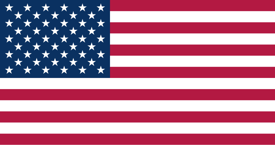 Le drapeau des États-Unis d'Amérique : cinquante étoiles blanches sur fond bleu et treize bandes rouges et blanches.